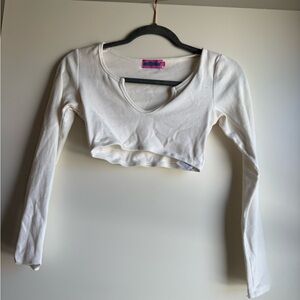White Long Sleeve Crop Top